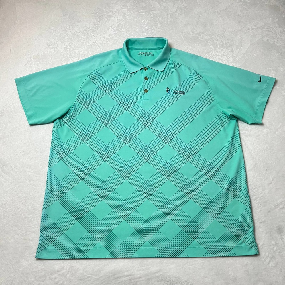 Nike Men’s Teal Plaid Short Sleeve Golf Polo